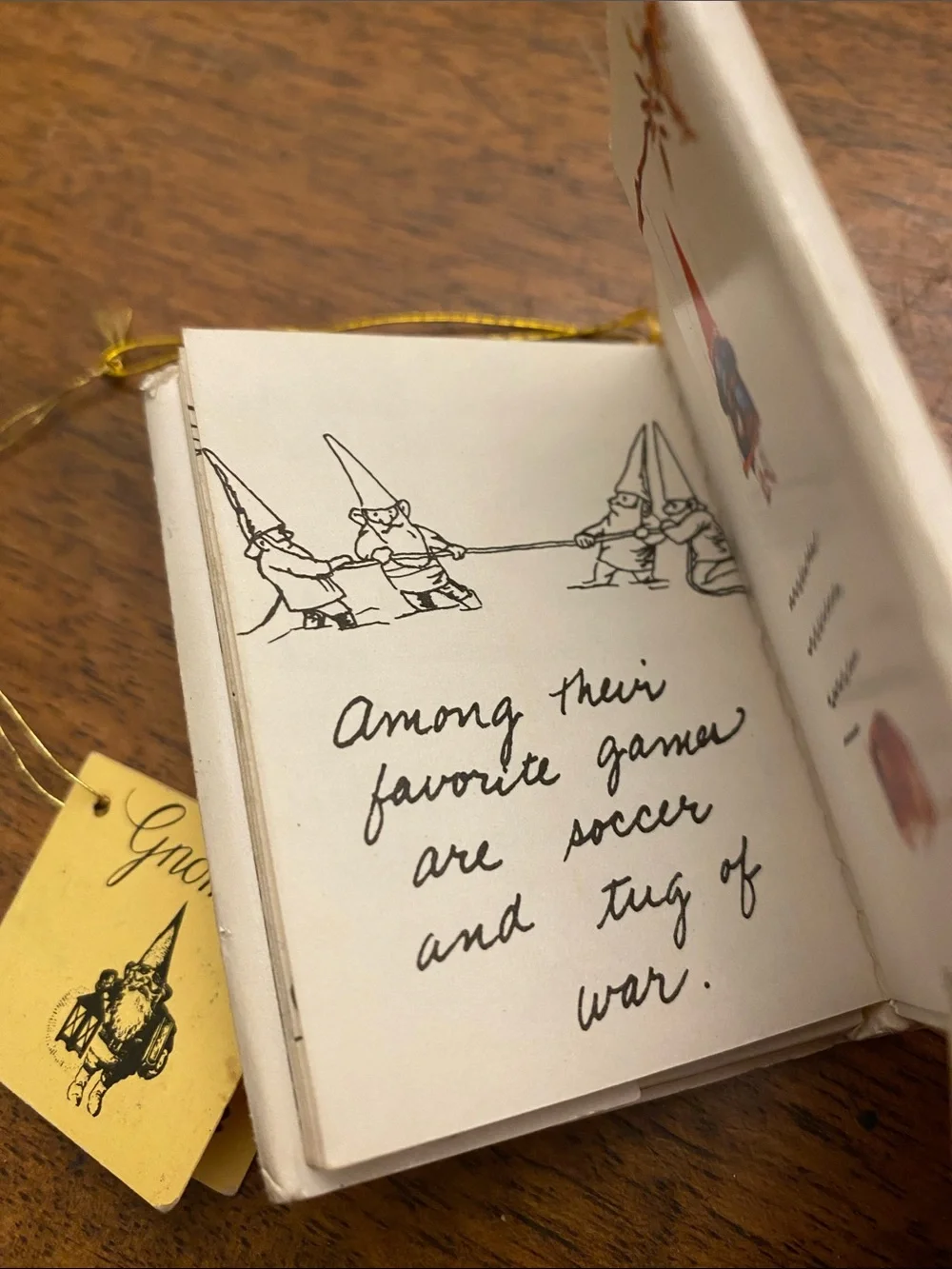 Vintage “Little Gnome Facts” Book Ornament with Tag